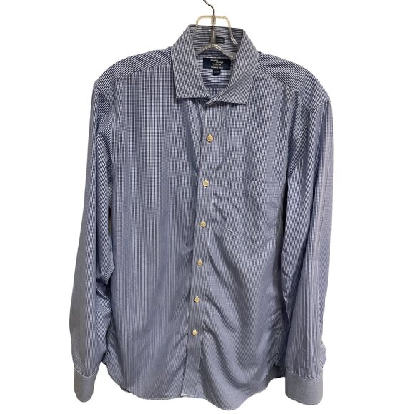J.Crew Thompson Shirt Blue & White Gingham Wrinkle-Free Button-Up Long Sleeve Co - Picture 2 of 4